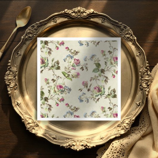 ヴィンテージバラ庭園の結婚式ナプキン スタンダードカクテルナプキン