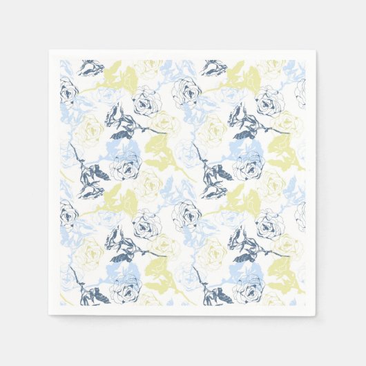 ヴィンテージバラ庭園パターン スタンダードカクテルナプキン (正面)