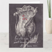 ヴィンテージバラ引用文バレンタインホリデーカード カード (正面)