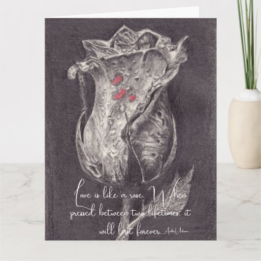 ヴィンテージバラ引用文バレンタインホリデーカード カード (正面)