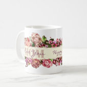 ヴィンテージバラ愛あなたカスタムママ母の日 コーヒーマグカップ (正面左)