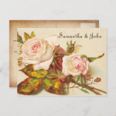 ヴィンテージバラ日付の保存 案内ポストカード (正面/裏面)