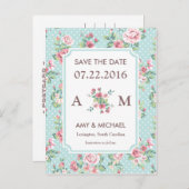 ヴィンテージバラ日付の保存 案内ポストカード (正面/裏面)