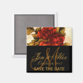 ヴィンテージバラ日付マグネットの保存 マグネット (正面/裏面)