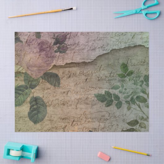 ヴィンテージバラ書音楽のデコペ動揺してージ 薄葉紙 (クラフト)