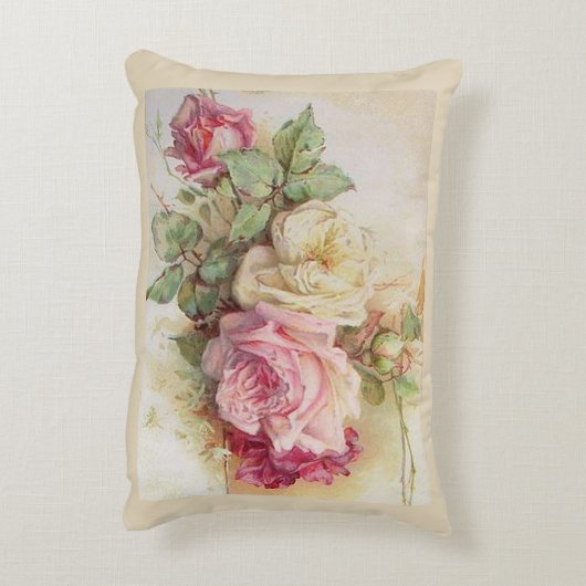 ヴィンテージバラ枕、ヴィンテージバラクッション アクセントクッション (裏面(縦))