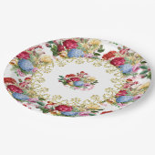 ヴィンテージバラ植物エレガント金ゴールド ペーパープレート (アングル)