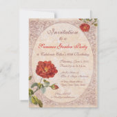 ヴィンテージバラ植物学誕生日ガーデンパーティー 招待状 (裏面)