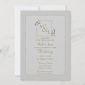 ヴィンテージバラ植物自然素朴金ゴールド結婚ズ 招待状 (正面)