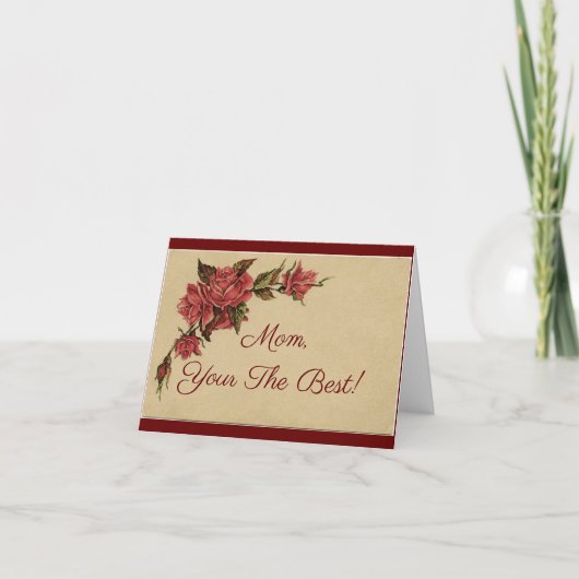 ヴィンテージバラ母の日 カード (正面)