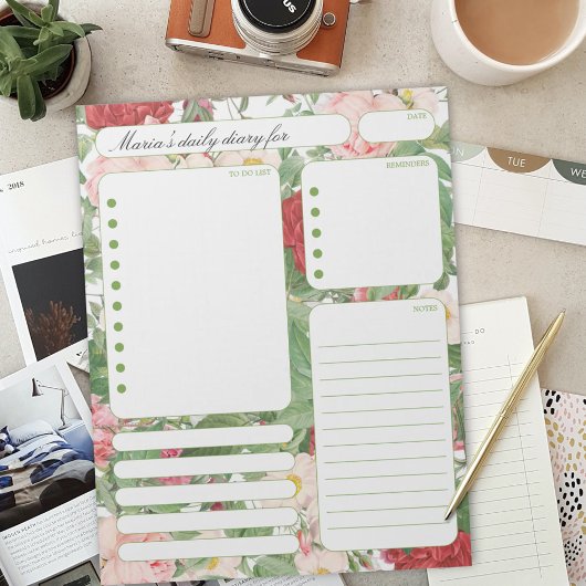 ヴィンテージバラ毎日のプランナーメモとTo Doリスト ノートパッド