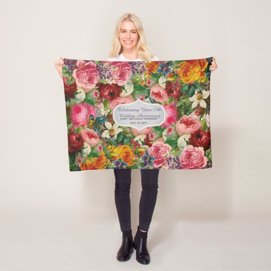 ヴィンテージバラ毛布パーソナライズされた- EDIT文字 フリースブランケット (インサイチュ)