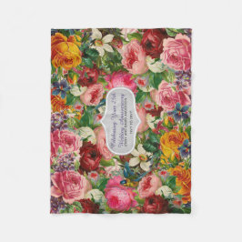 ヴィンテージバラ毛布パーソナライズされた- EDIT文字 フリースブランケット