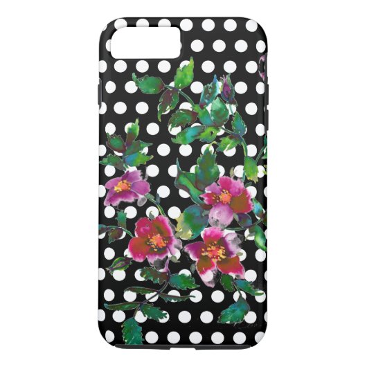 ヴィンテージバラ水色ピンクのバラ水玉模様 Case-Mate iPhoneケース (裏面)