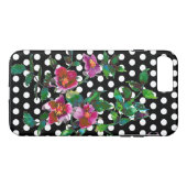 ヴィンテージバラ水色ピンクのバラ水玉模様 Case-Mate iPhoneケース (裏面(横))