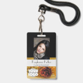 ヴィンテージバラ濃い色の葬儀用ロゴテンプレート   バッジ (正面（ネックストラップ付）)