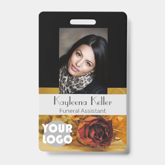 ヴィンテージバラ濃い色の葬儀用ロゴテンプレート   バッジ (正面)