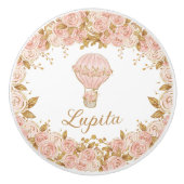 ヴィンテージバラ熱気球子供部屋 セラミックノブ (正面)