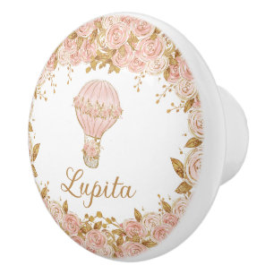 ヴィンテージバラ熱気球子供部屋 セラミックノブ