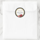 ヴィンテージバラ白黒サンキュー結婚のステッカー ラウンドシール (バッグ)