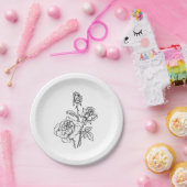 ヴィンテージバラ白黒フローラウエディングフラワー ペーパープレート (パーティー)