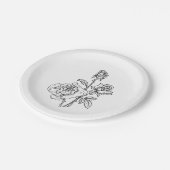 ヴィンテージバラ白黒フローラウエディングフラワー ペーパープレート (アングル)