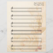 ヴィンテージバラ空白の楽譜ピアノ譜表 (正面)