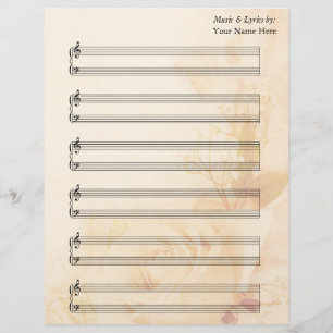 ヴィンテージバラ空白の楽譜ピアノ譜表