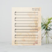 ヴィンテージバラ空白の楽譜ピアノ譜表 (スタンド正面)