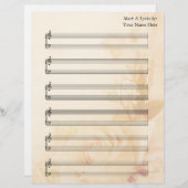 ヴィンテージバラ空白の楽譜ピアノ譜表 (正面/裏面)