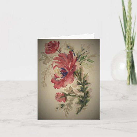 ヴィンテージバラ空白の – グリーティングカード (正面)