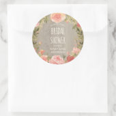 ヴィンテージバラ素朴と木材 |フローラブライダルシャワー ラウンドシール (バッグ)
