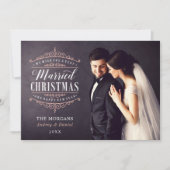 ヴィンテージバラ結婚した金ゴールド結婚の写真 シーズンカード (正面)