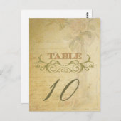 ヴィンテージバラ結婚のテーブル番号カード ポストカード (正面/裏面)