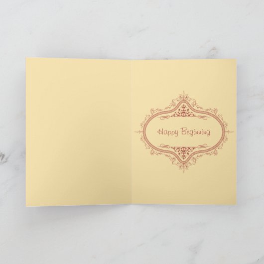 ヴィンテージバラ結婚フローラおめでとうカード カード (内部)