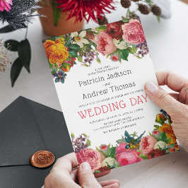 ヴィンテージバラ結婚フローラ 招待状