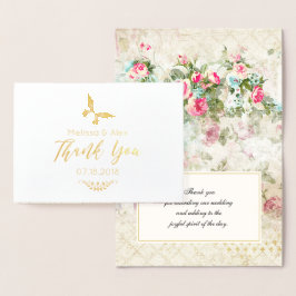 ヴィンテージバラ結婚内蔵感謝してい蝶 箔カード