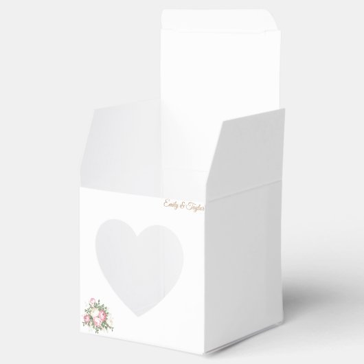 ヴィンテージバラ結婚式の引き出物ボックスとハートウィンドウ フェイバーボックス (オープン)