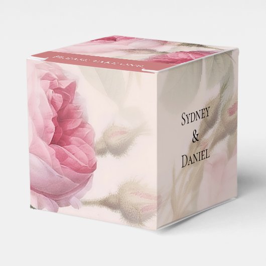 ヴィンテージバラ結婚式の引き出物箱 フェイバーボックス (正面サイド)