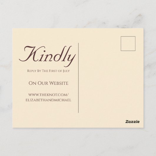 ヴィンテージバラ結婚式招待状はがき ポストカード (裏面)