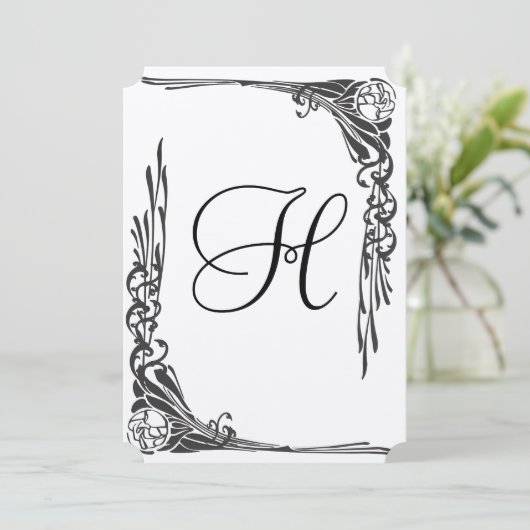 ヴィンテージバラ結婚式招待状アールデコ 招待状 (スタンド正面)