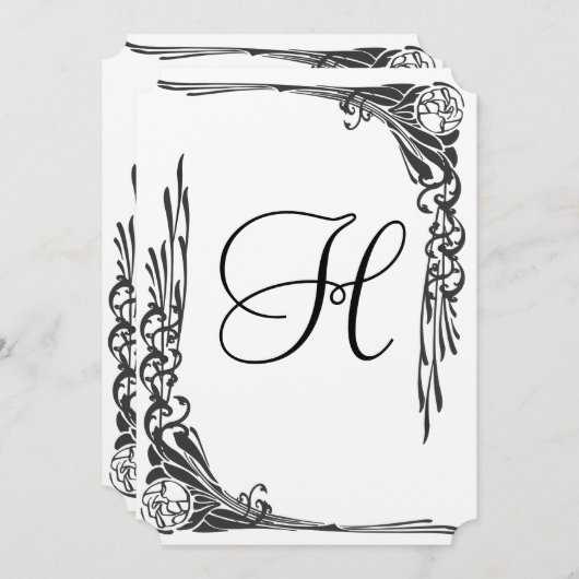 ヴィンテージバラ結婚式招待状アールデコ 招待状 (正面/裏面)