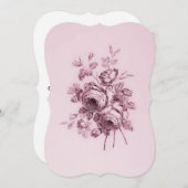 ヴィンテージバラ結婚式招待状 (正面/裏面)