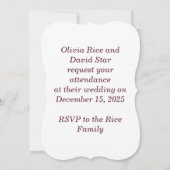 ヴィンテージバラ結婚式招待状 (裏面)