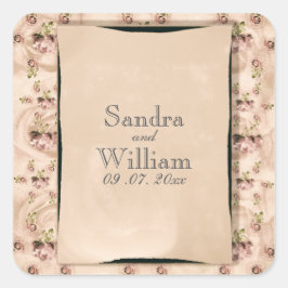 ヴィンテージバラ結婚式招待状 スクエアシール