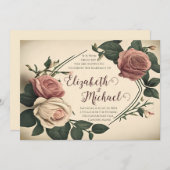 ヴィンテージバラ結婚式招待状 招待状 (正面/裏面)