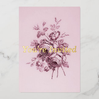 ヴィンテージバラ結婚式招待状 箔招待状