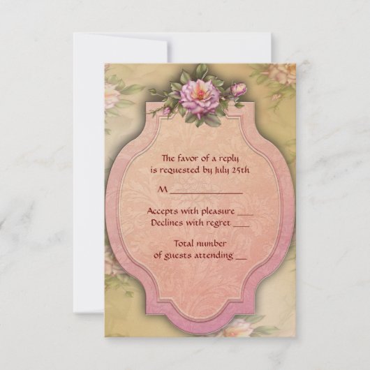 ヴィンテージバラ結婚式招待状RSVP 出欠カード (正面)