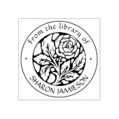 ヴィンテージバラ花の図書室名前をカスタムする ラバースタンプ (インプリント)