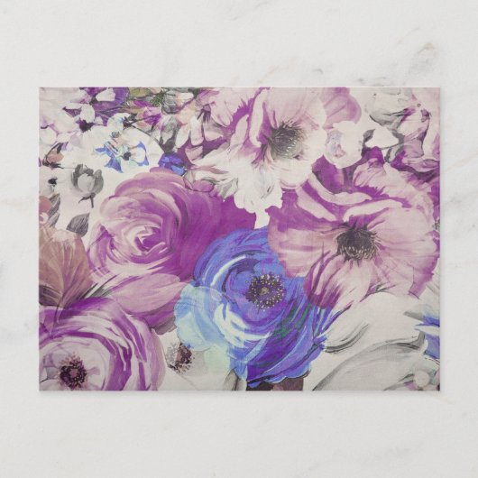 ヴィンテージバラ花パターンイラストレーション ポストカード (正面)